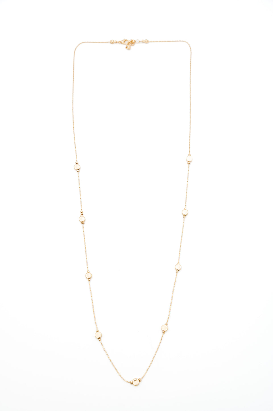 Long Gold Disk Necklace
