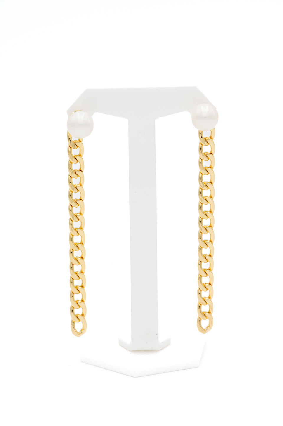 Faux Pearl and Chain Earrings