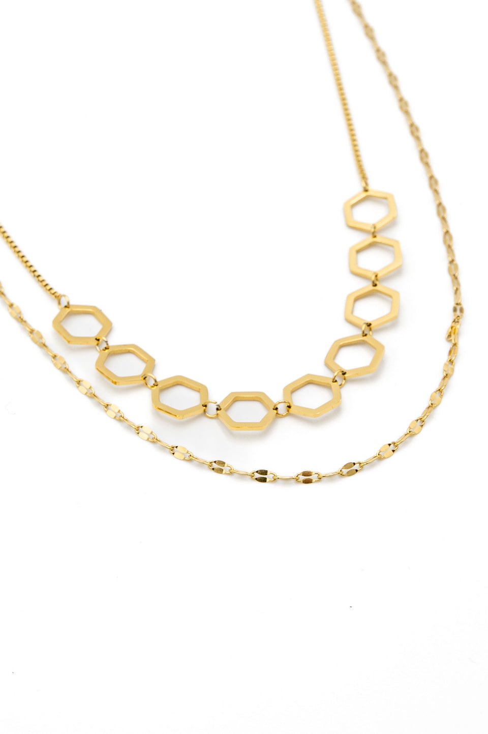 Two-Line Honeycomb Row Necklace