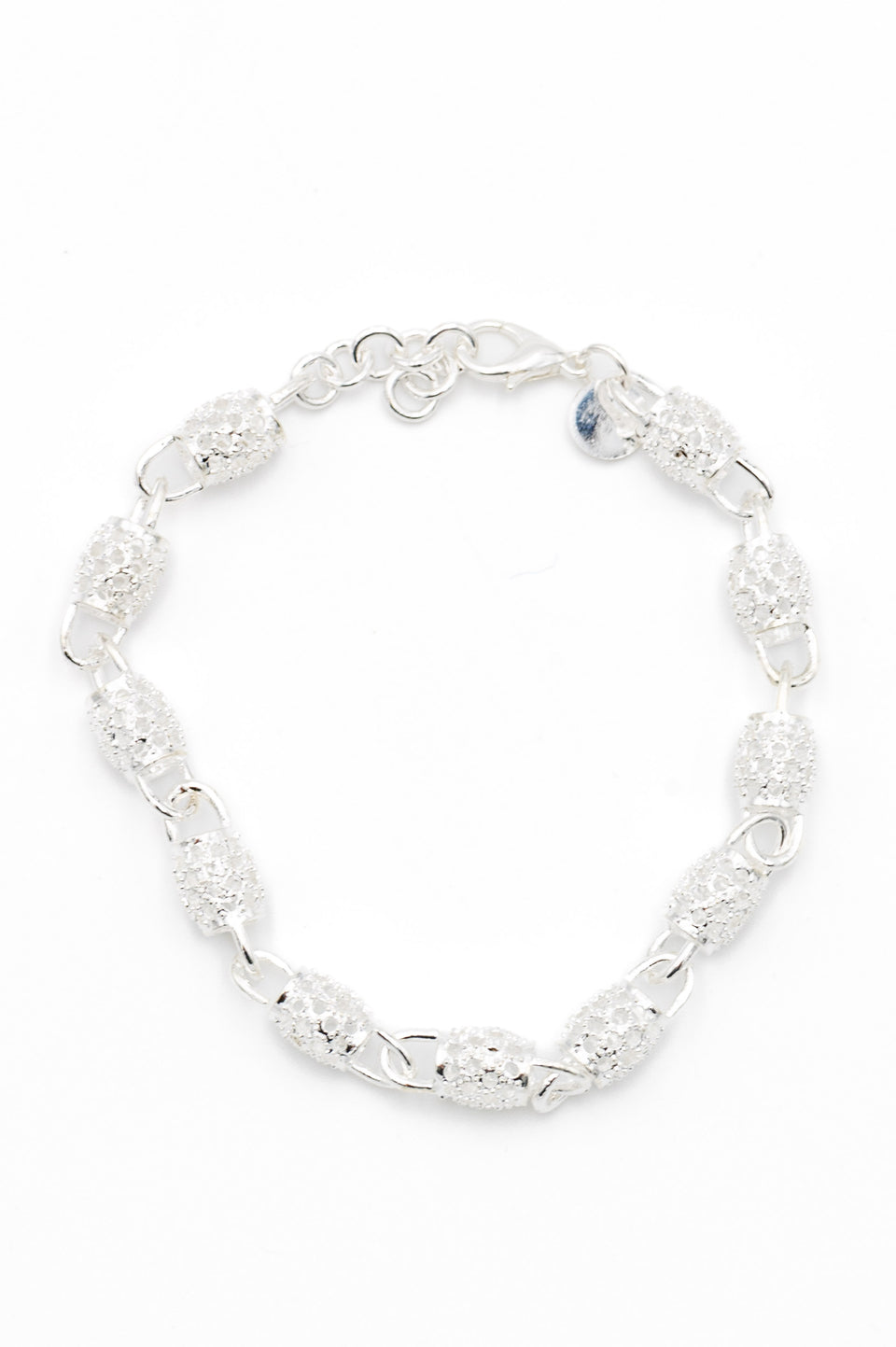 Stainless Steel Barrel Charmed Bracelet