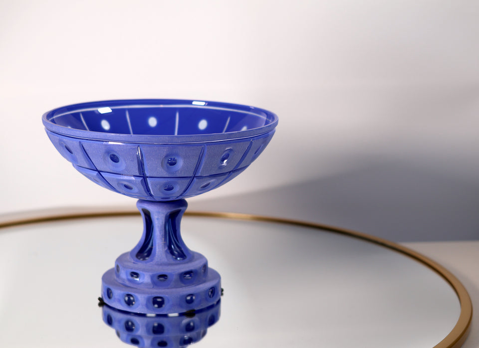 Sky Blue Dual Pane Glass Fruit Chalice
