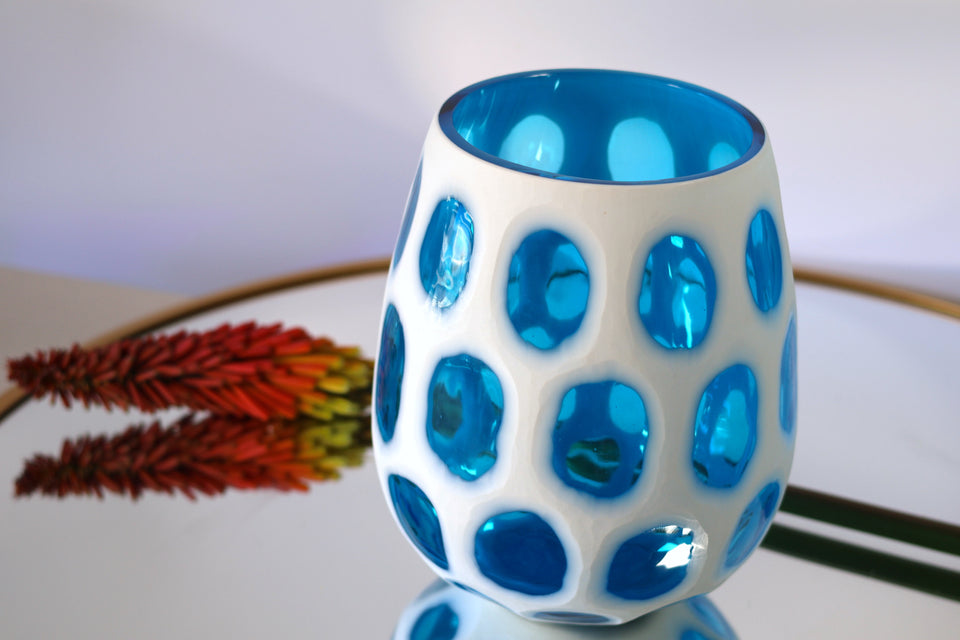 Ocean Blue Dual Pane Medium Glass Vase