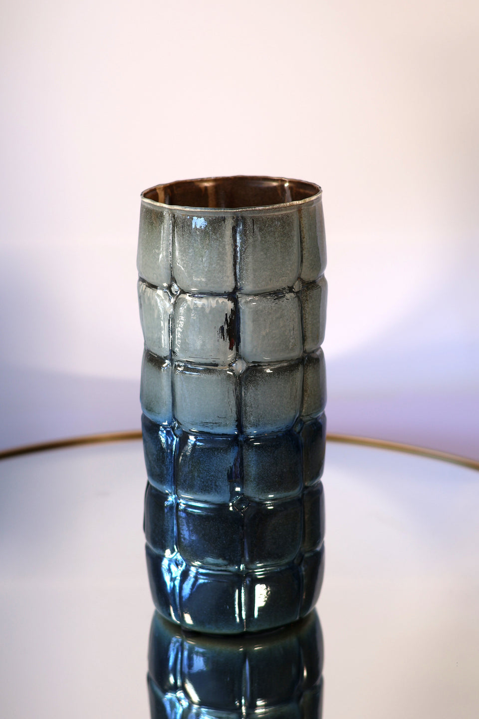 Tall Glass 2-Tone Vase with Ceramic Effect