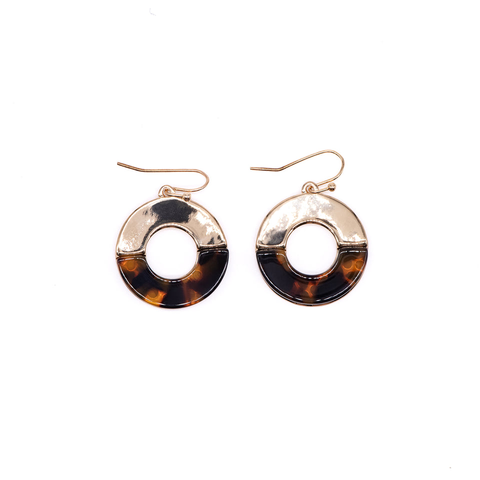 Round Half & Half Gold Plated Earrings
