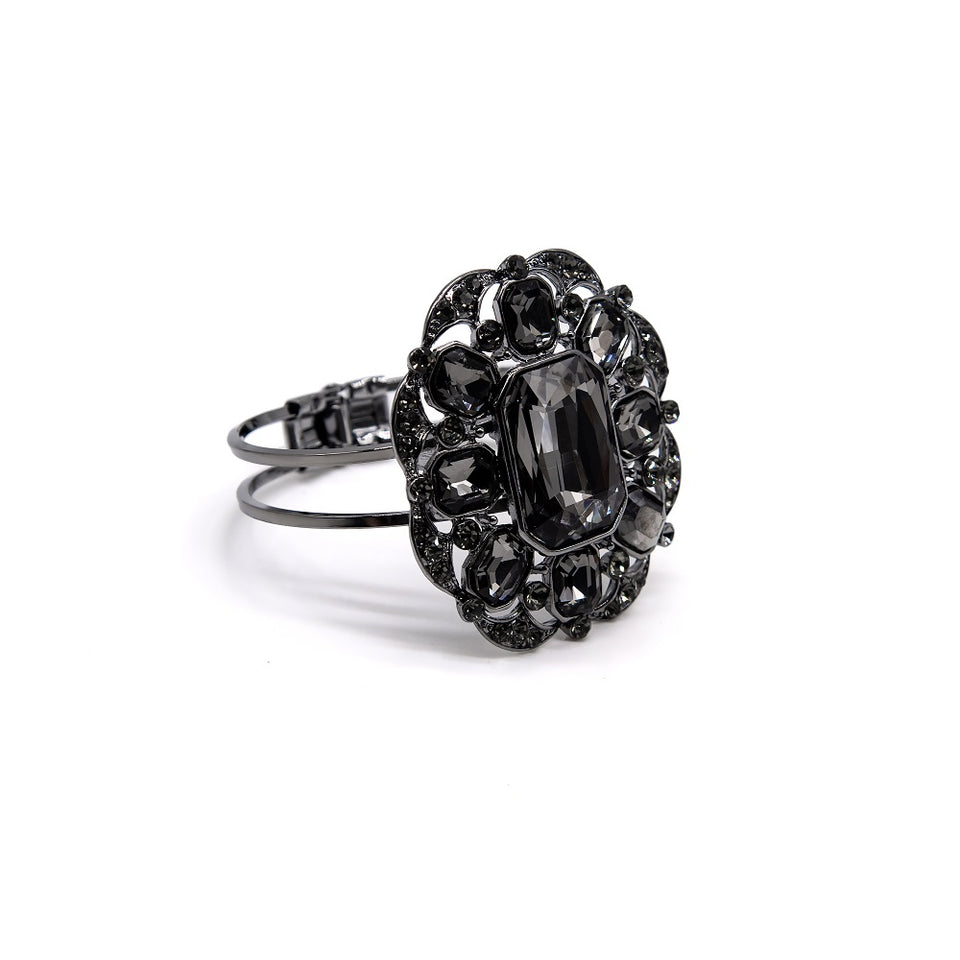 Gray & Hematite Crystal Hinge Bracelet