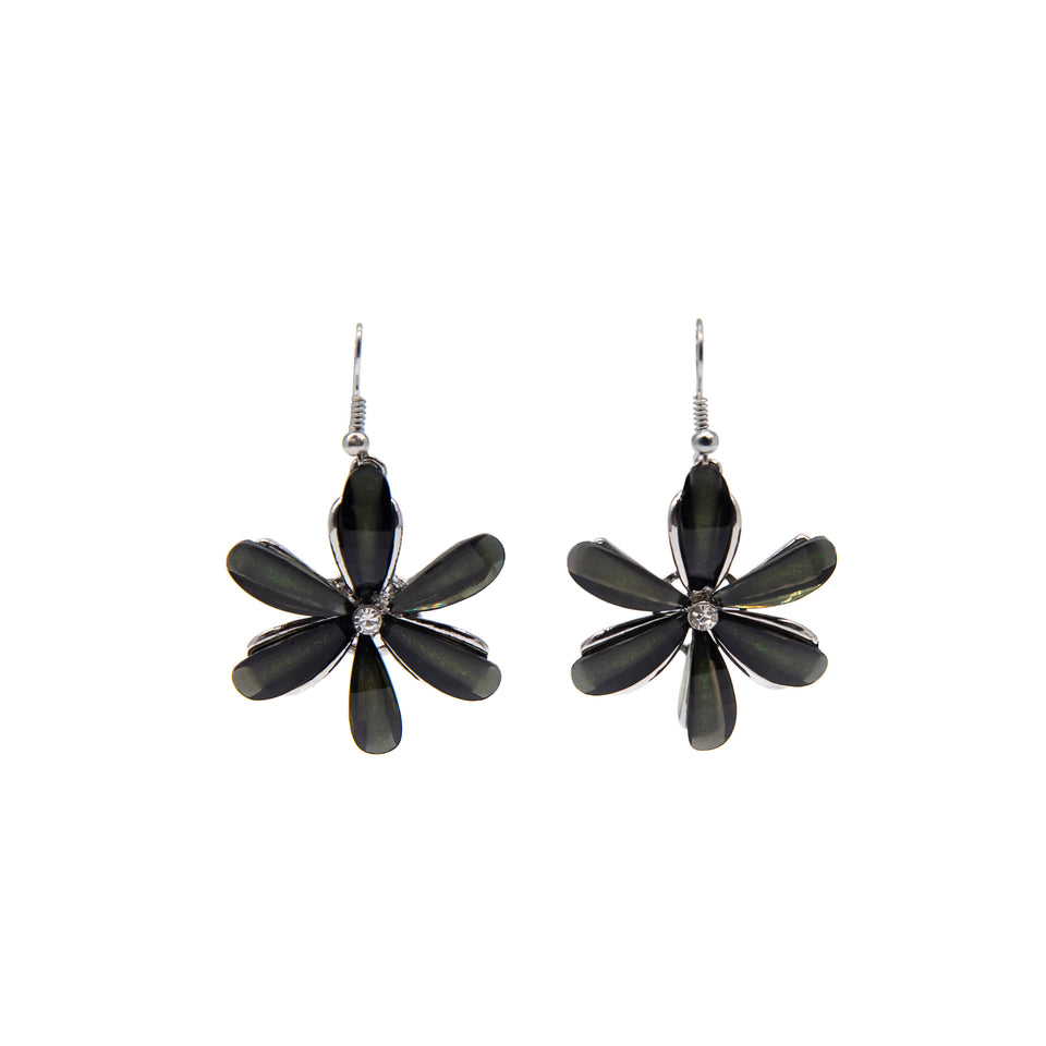 Gray Iridescent Acrylic Flower Earrings
