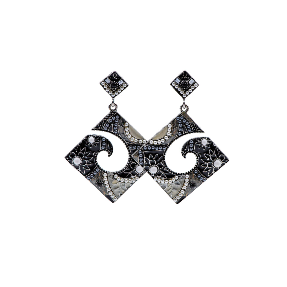 2-Piece Enamel Abstract Floral Earrings