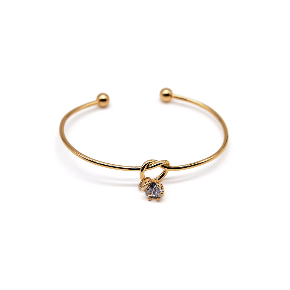 Gold Knot Charm Cuff Bracelet
