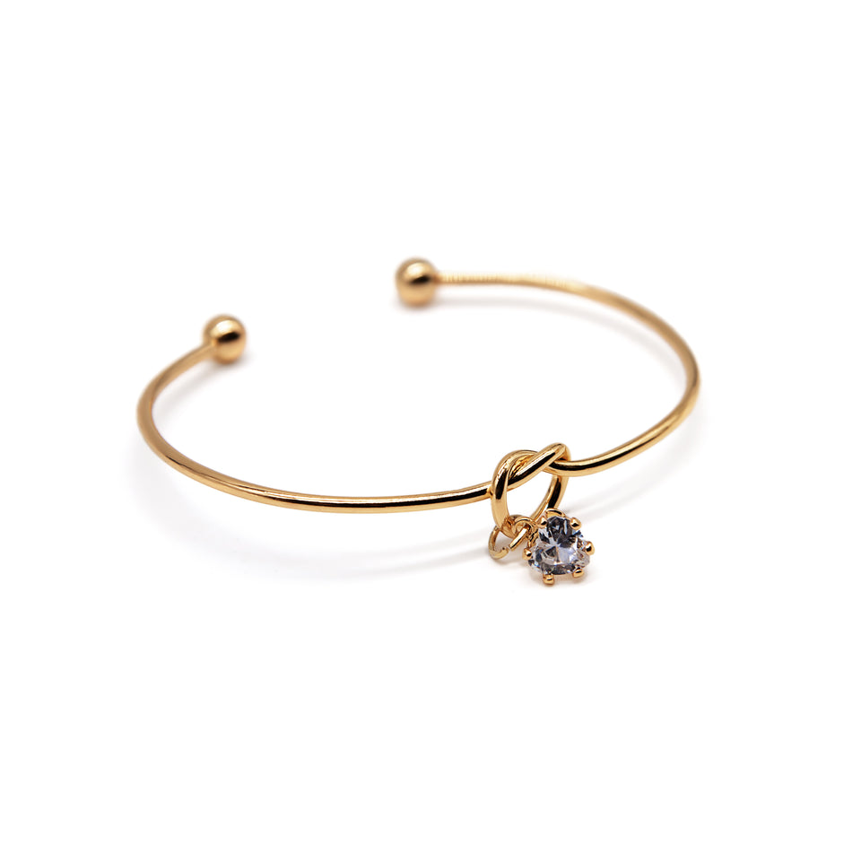 Gold Knot Charm Cuff Bracelet