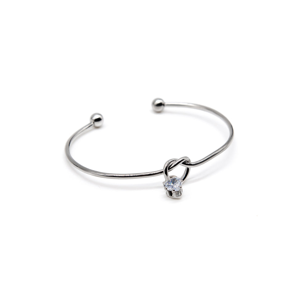 Silver Knot Charm Cuff Bracelet