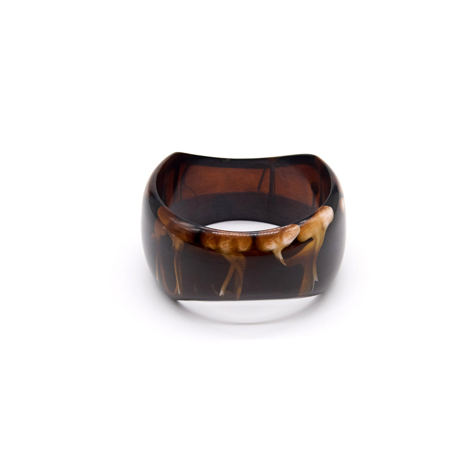Dark Brown and Cream Acrylic Bangle