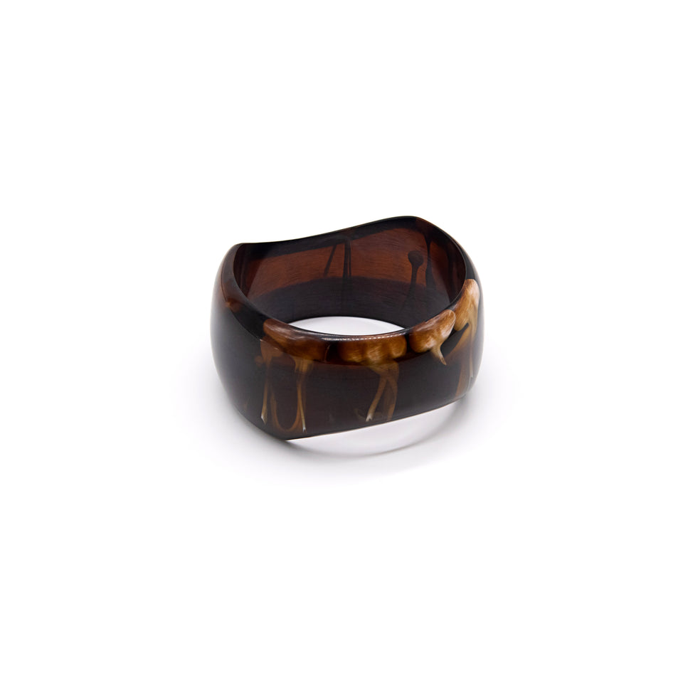 Dark Brown and Cream Acrylic Bangle