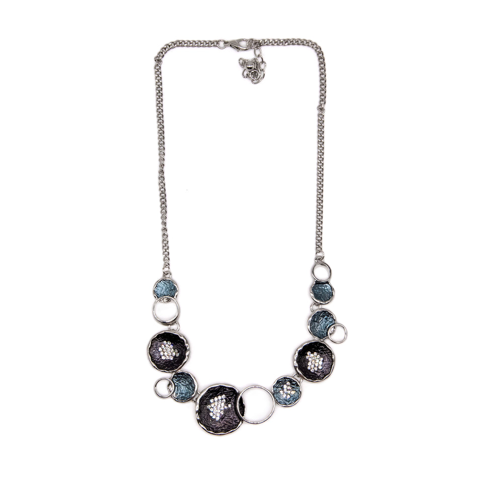 Gray Tonal Enamel Dish Necklace