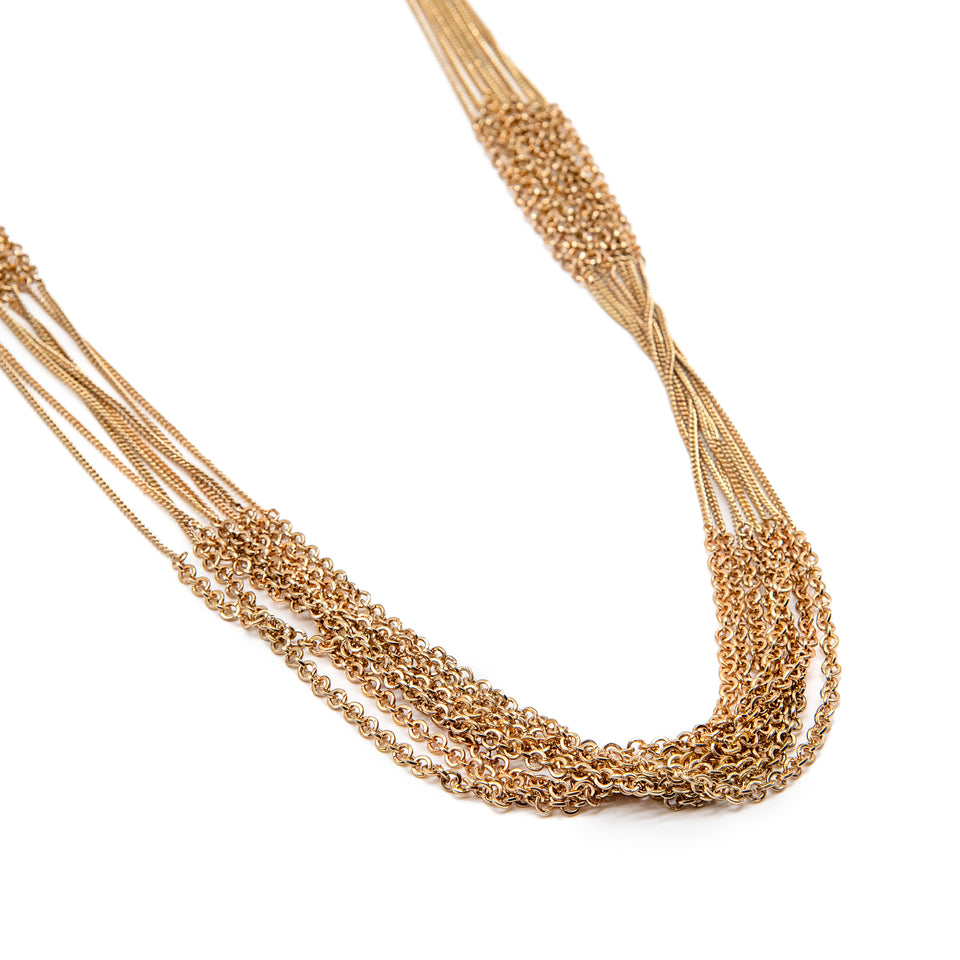 Dual-Chain 8-Line Gold Necklace