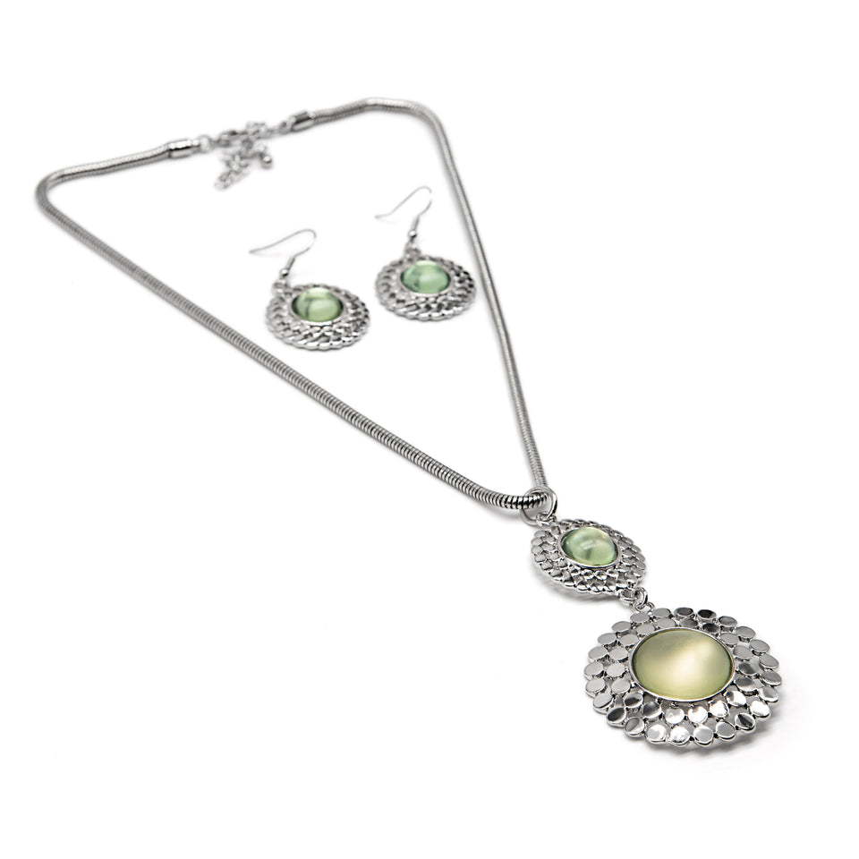 Two-Piece Tonal Green Pendant Set