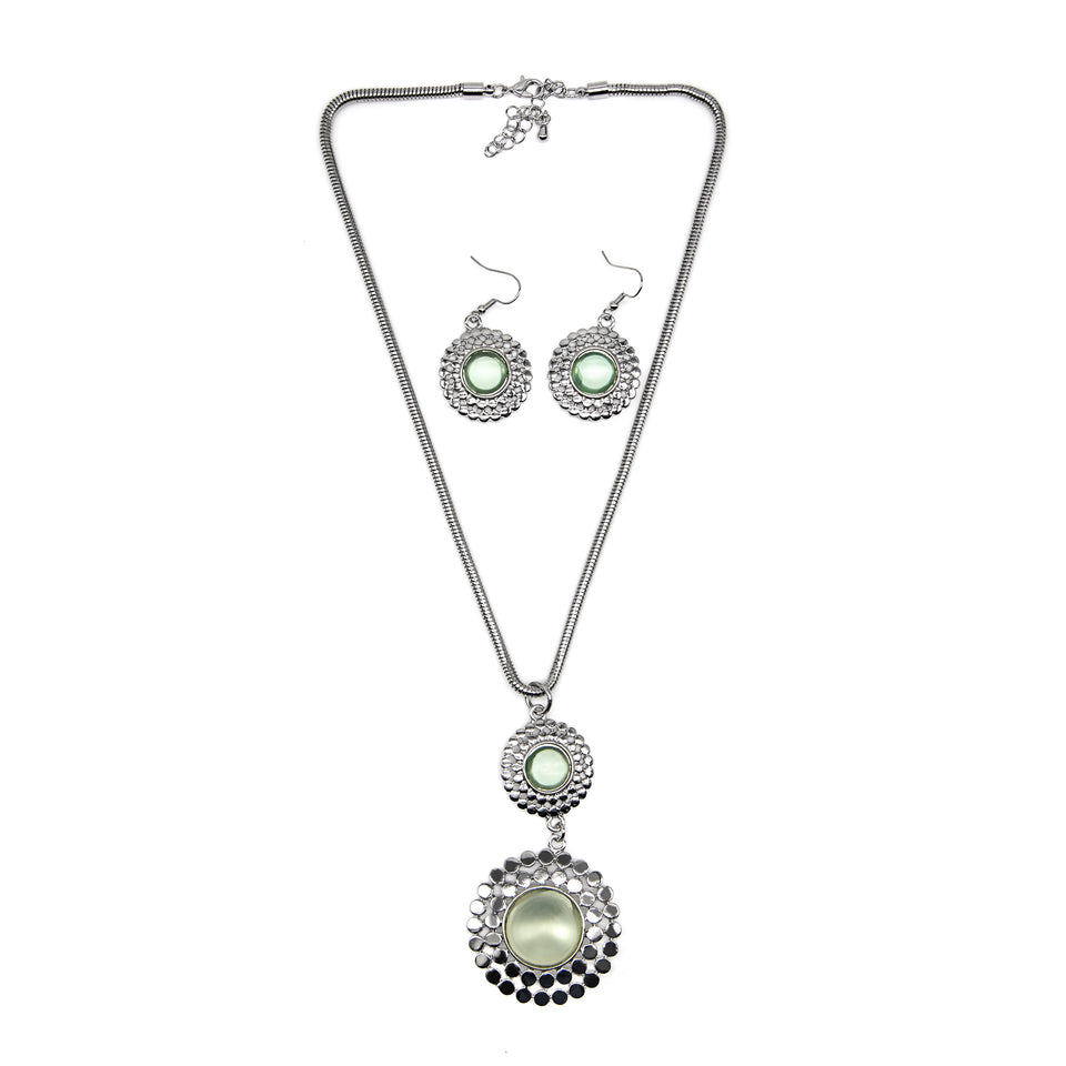 Two-Piece Tonal Green Pendant Set