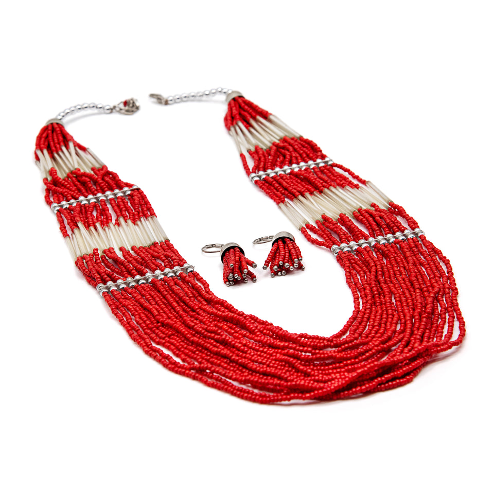 Handmade Coral Seed Bead Set