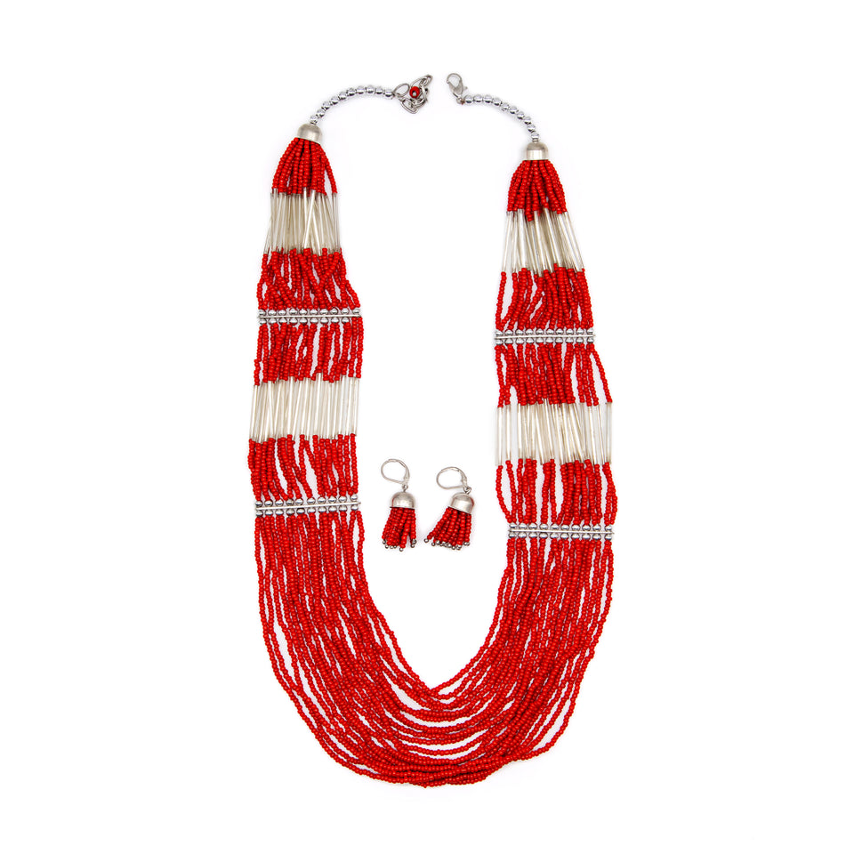 Handmade Coral Seed Bead Set