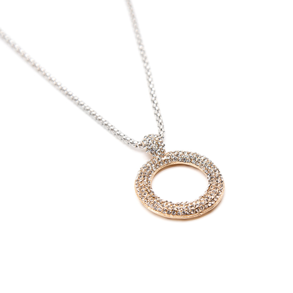 Two-Tone Crystal Pendant Necklace
