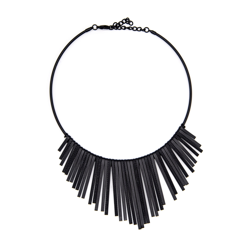 Matte Black Fringe Necklace