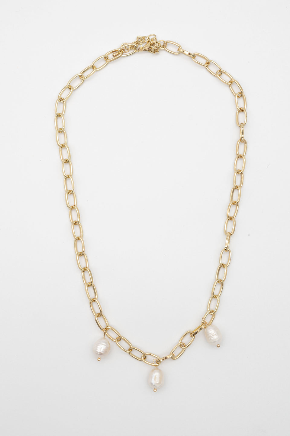 Gold Pearl Link Necklace
