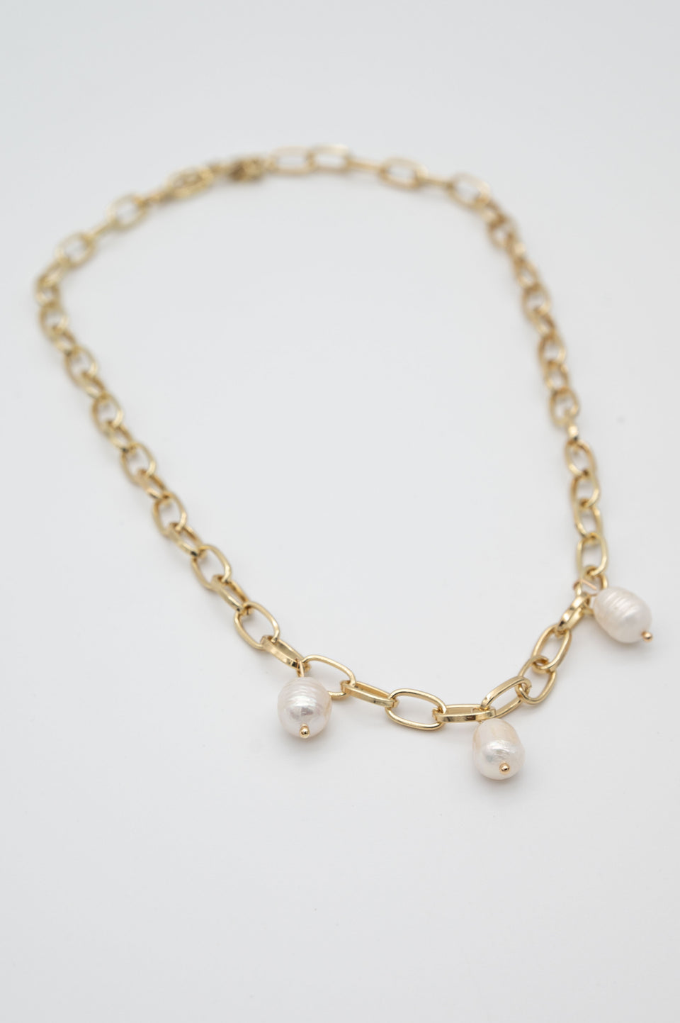 Gold Pearl Link Necklace