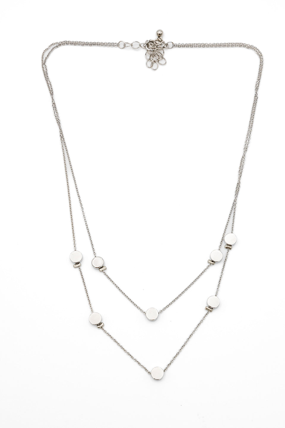 Two Row Silver Charm Necklace