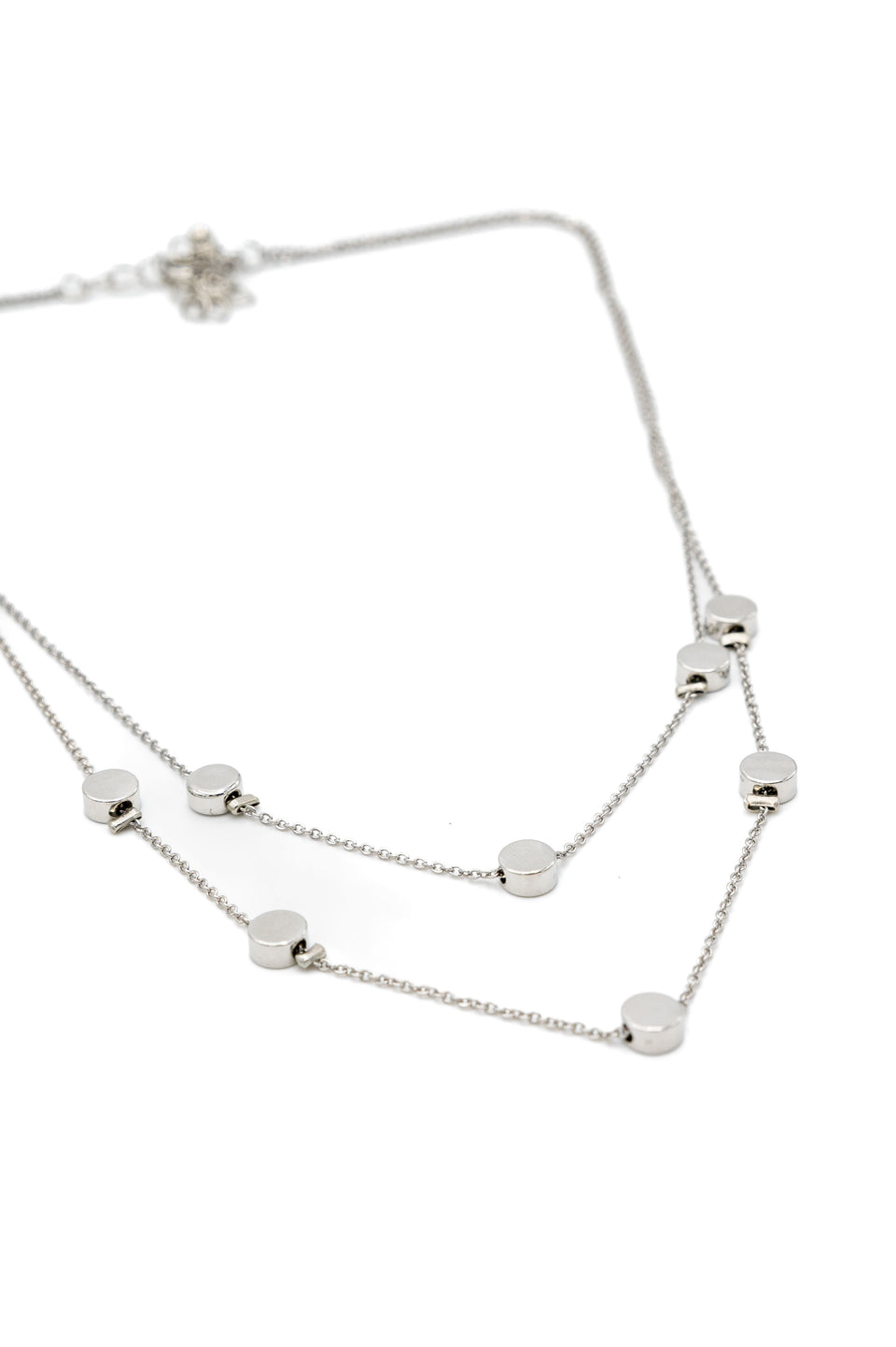 Two Row Silver Charm Necklace