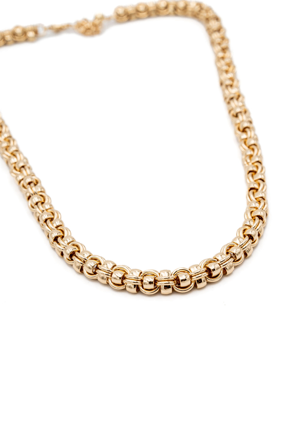 Round Linked Moveable Chain Necklace (Gold Plated)