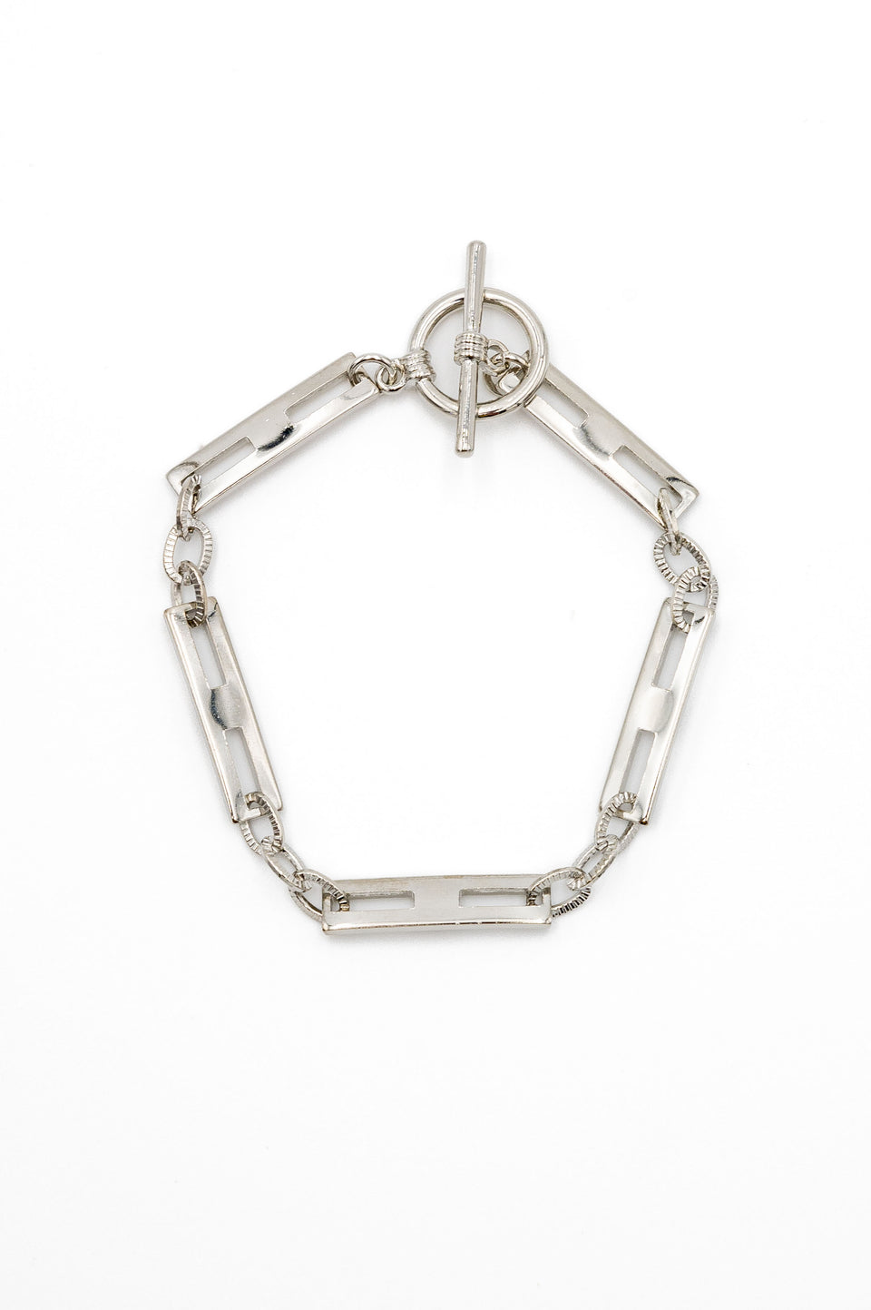 Silver Toggle Clasp Linked Bracelet