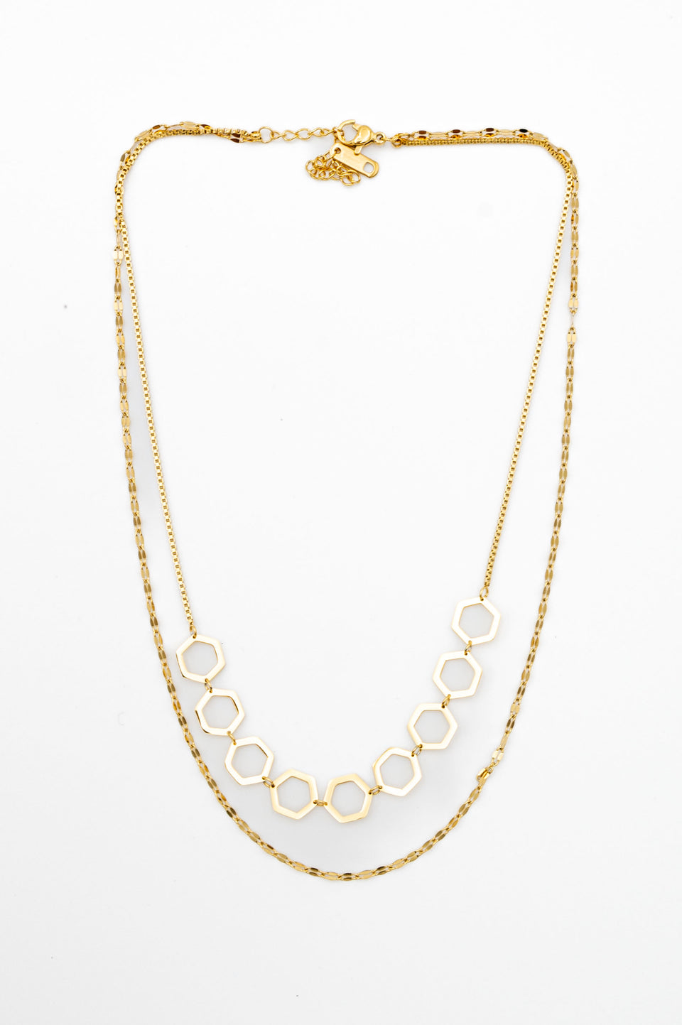 Two-Line Honeycomb Row Necklace