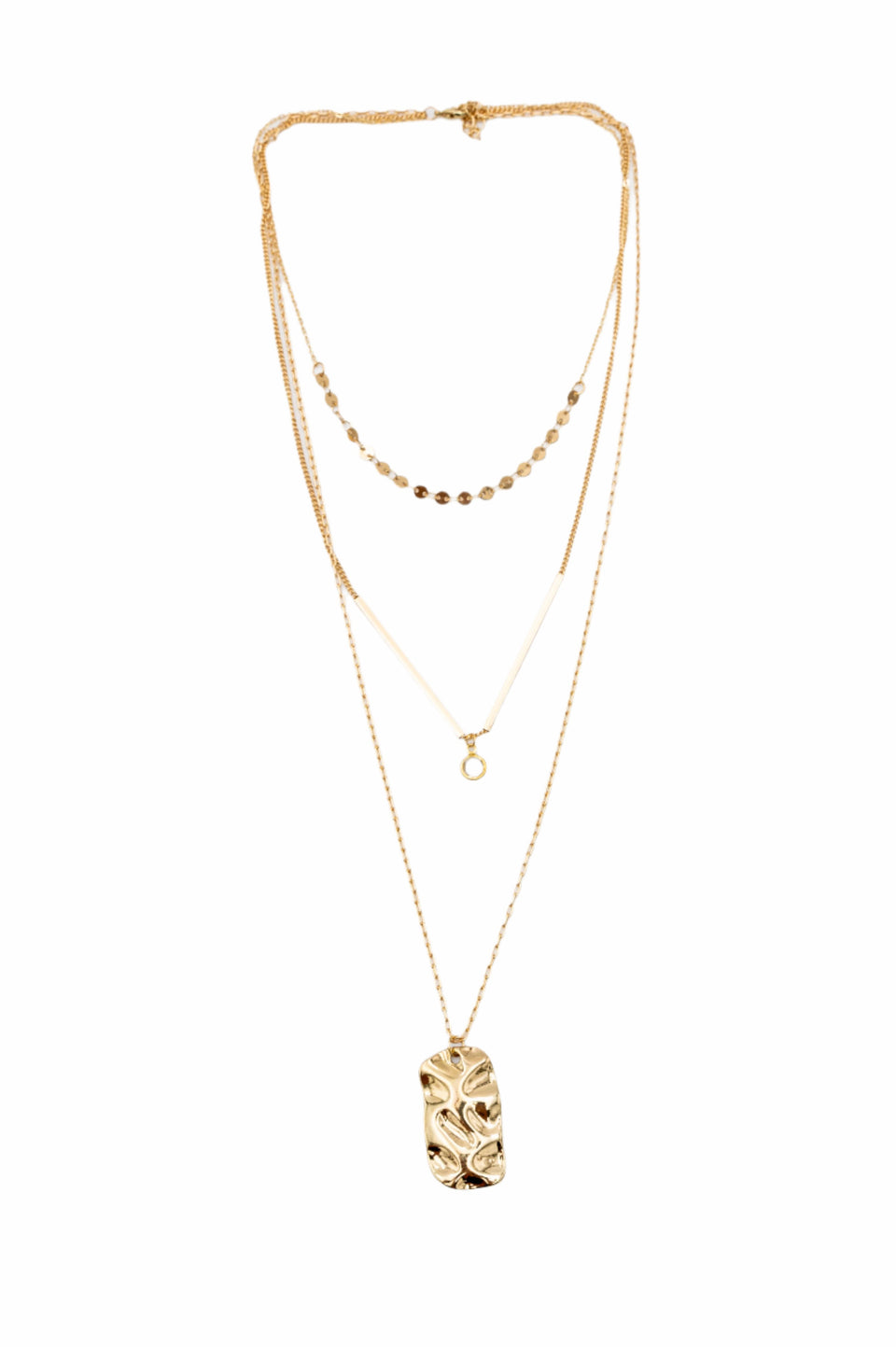 3 Line Layered Gold Necklace