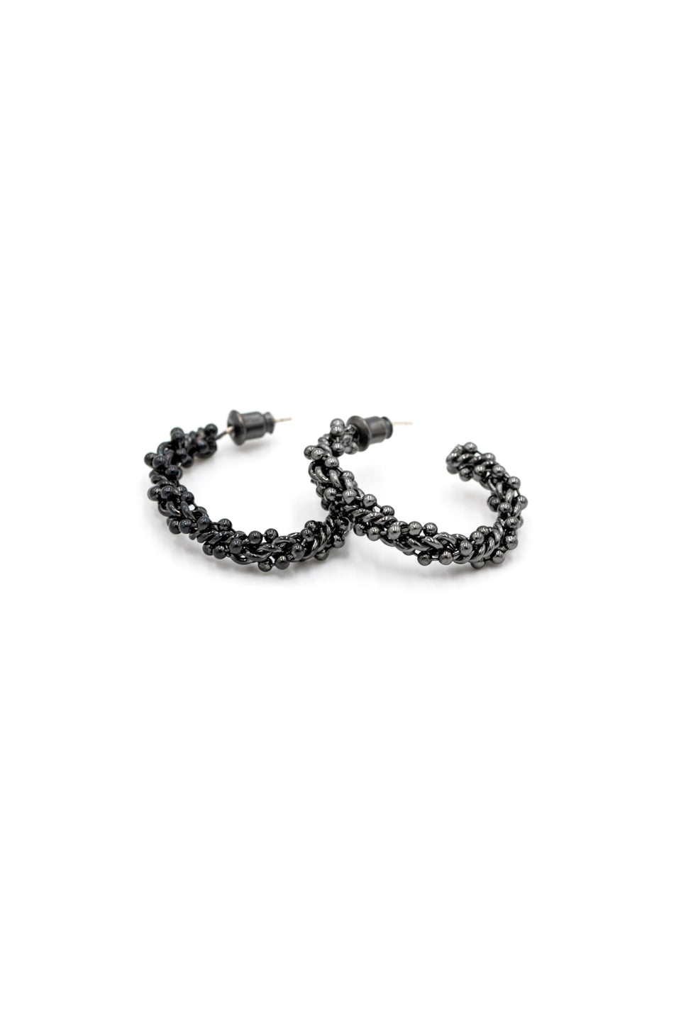 Twisted Multi-Chain Hoop Earrings - Black