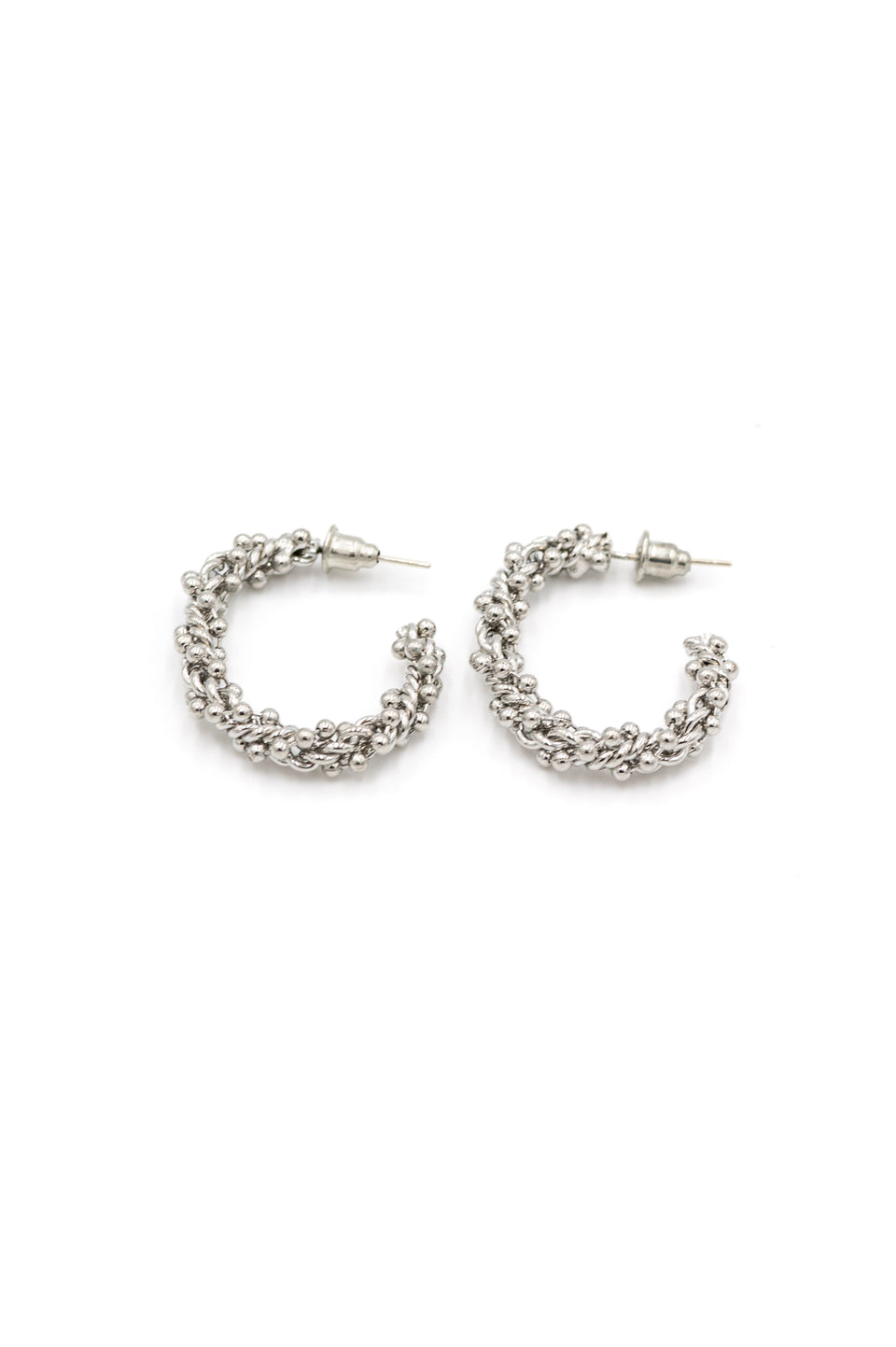Twisted Multi-Chain Hoop Earrings - Silver