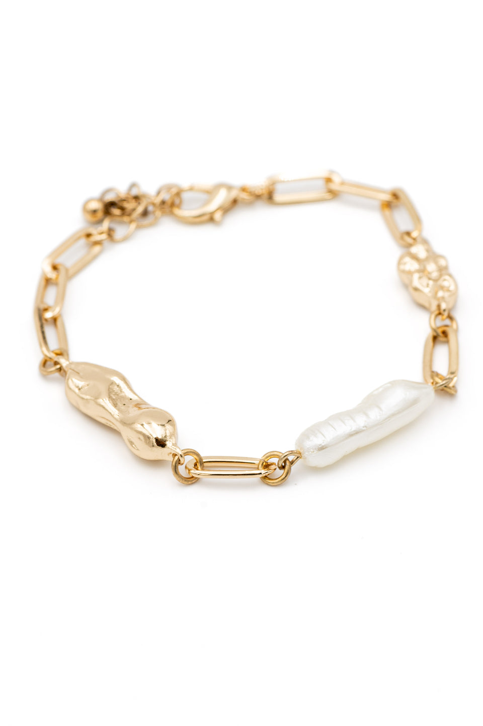 Abstract Faux Pearl Bracelet - Gold