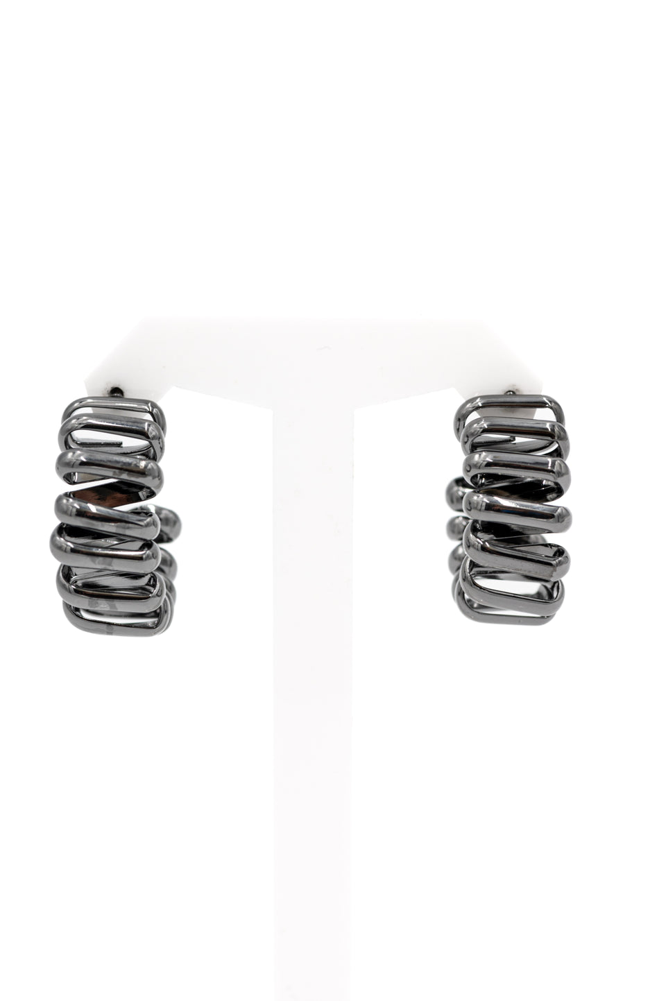 Twisted Hoop Earrings - Gunmetal