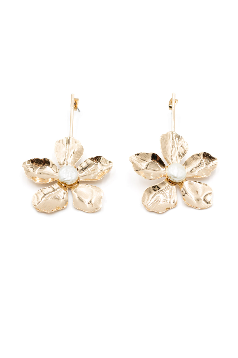 Freshwater Pearl Flower Gold Earrings