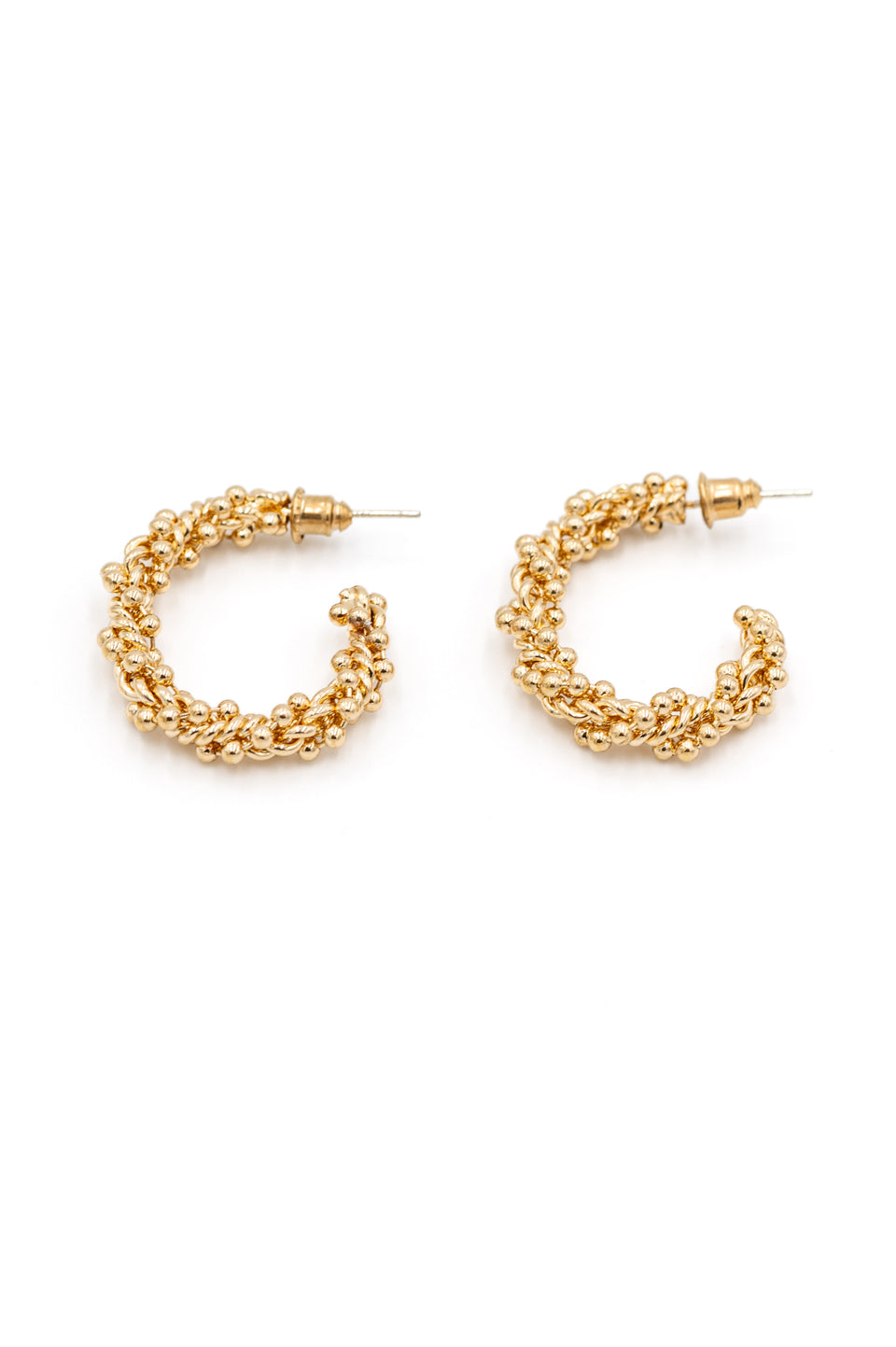 Twisted Multi-Chain Hoop Earrings - Gold