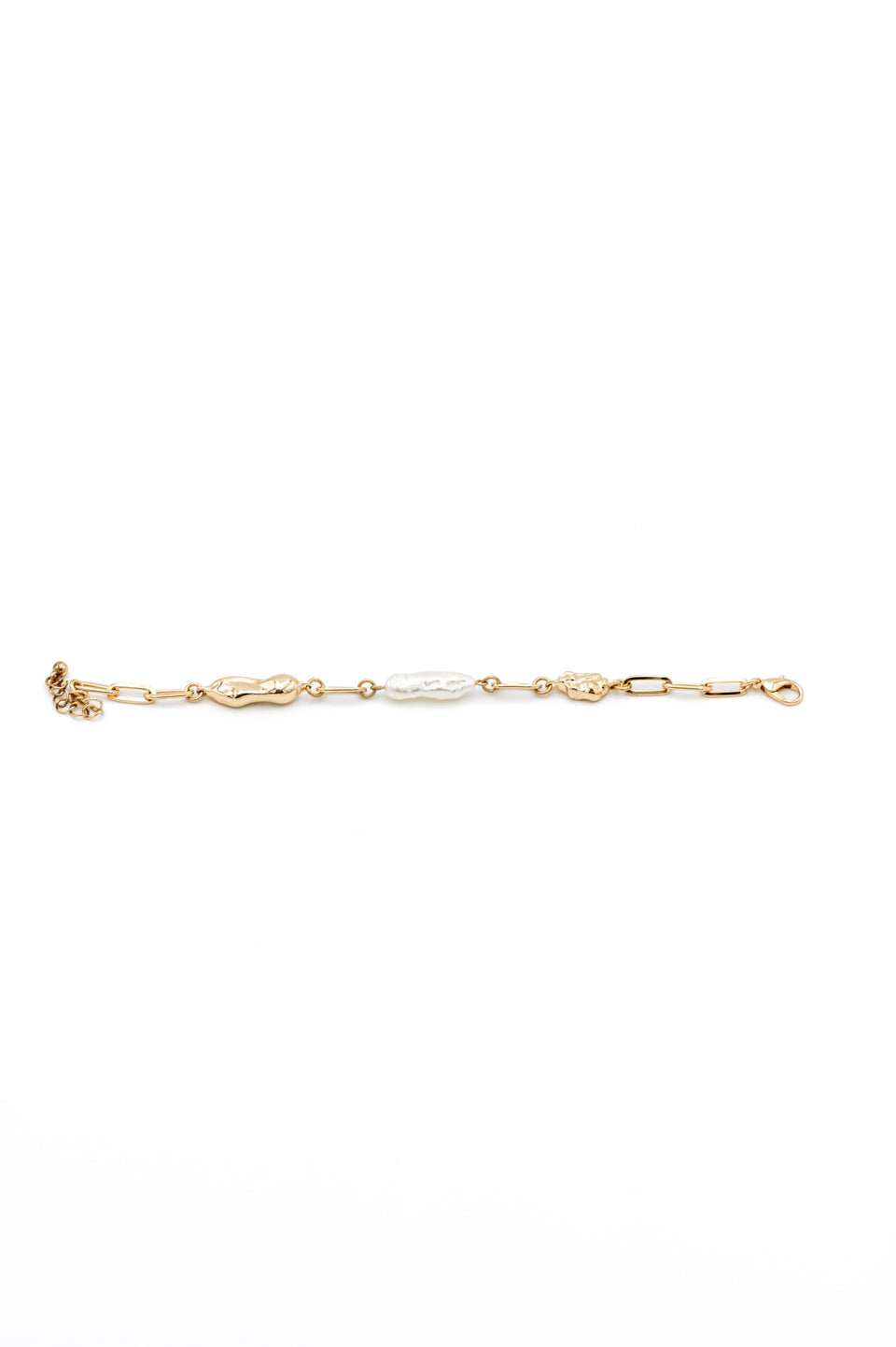 Abstract Faux Pearl Bracelet - Gold
