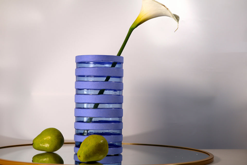 Sky Blue Striped Vase