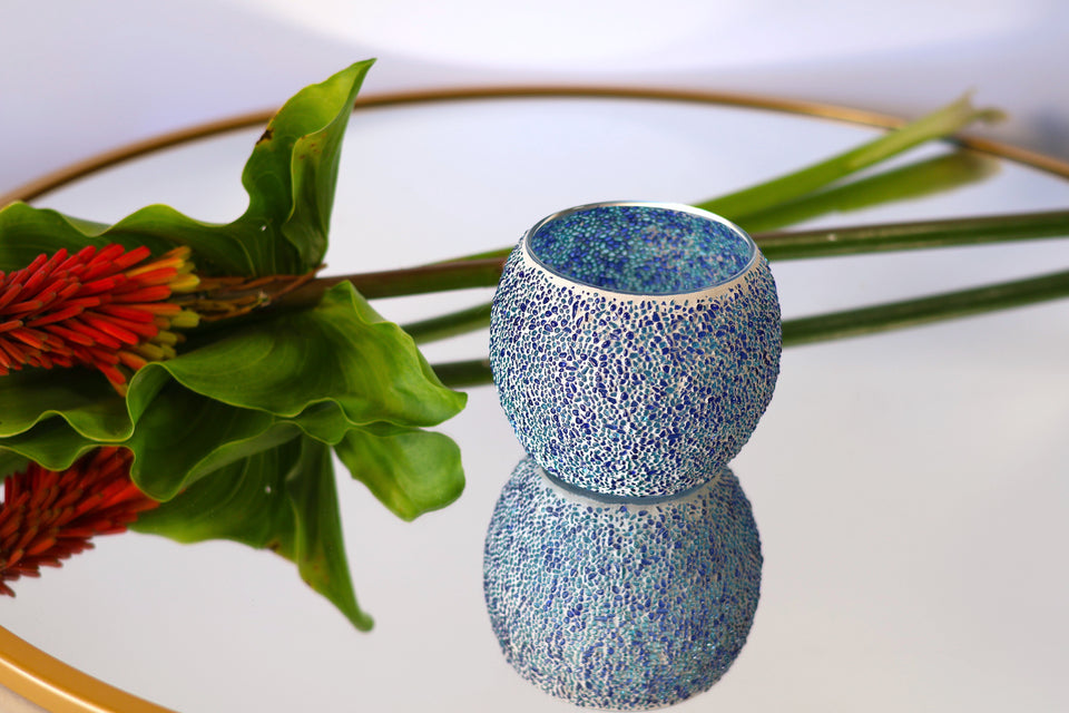 Speckled Blue Small Round Vase