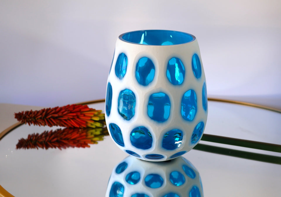 Ocean Blue Dual Pane Medium Glass Vase