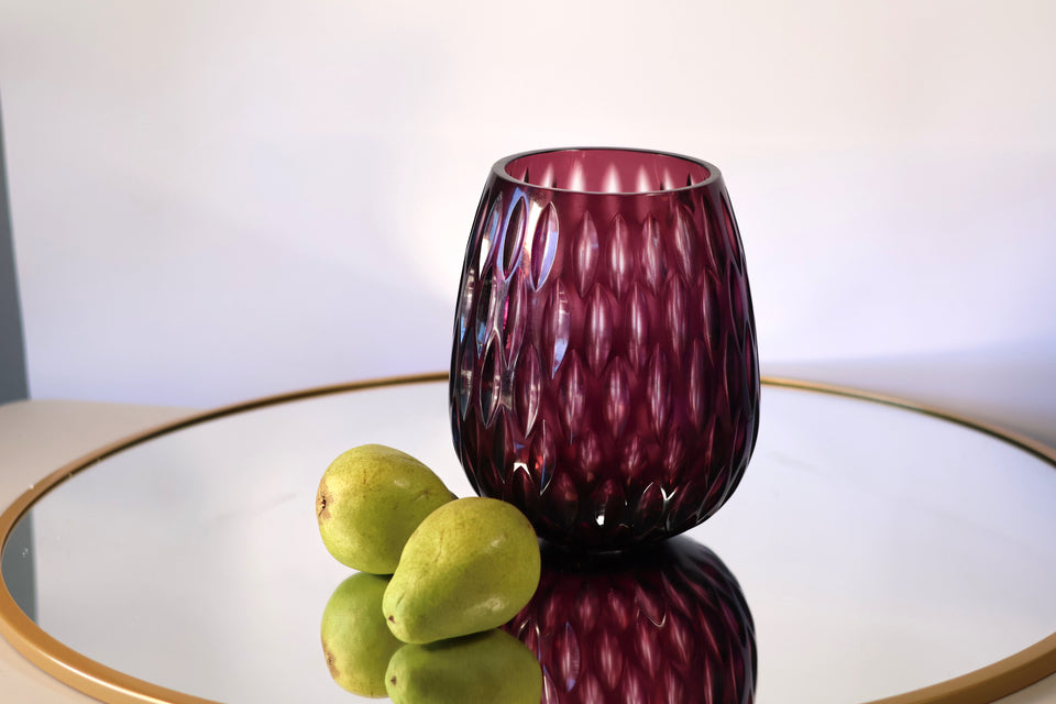 Purple Oval Glass Flower Vase