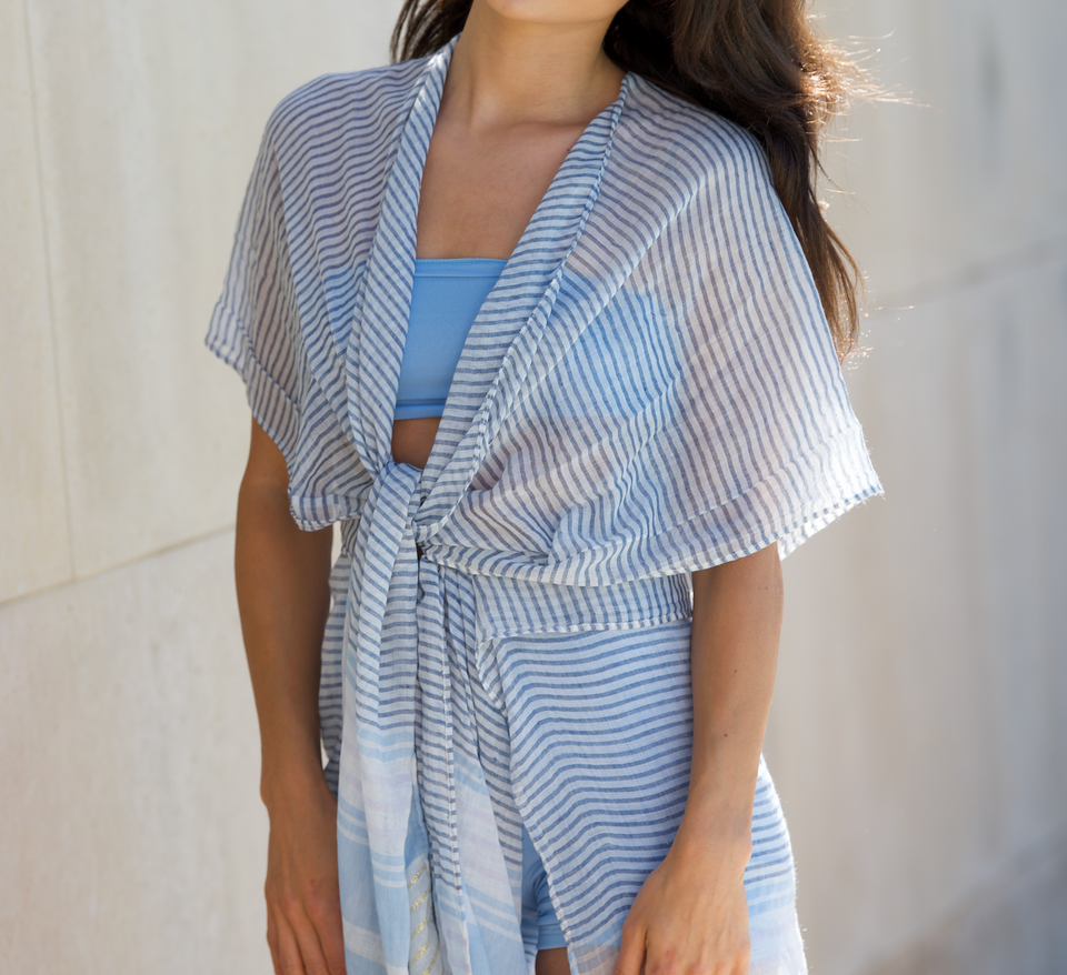 Blue and Gold Striped Coverup