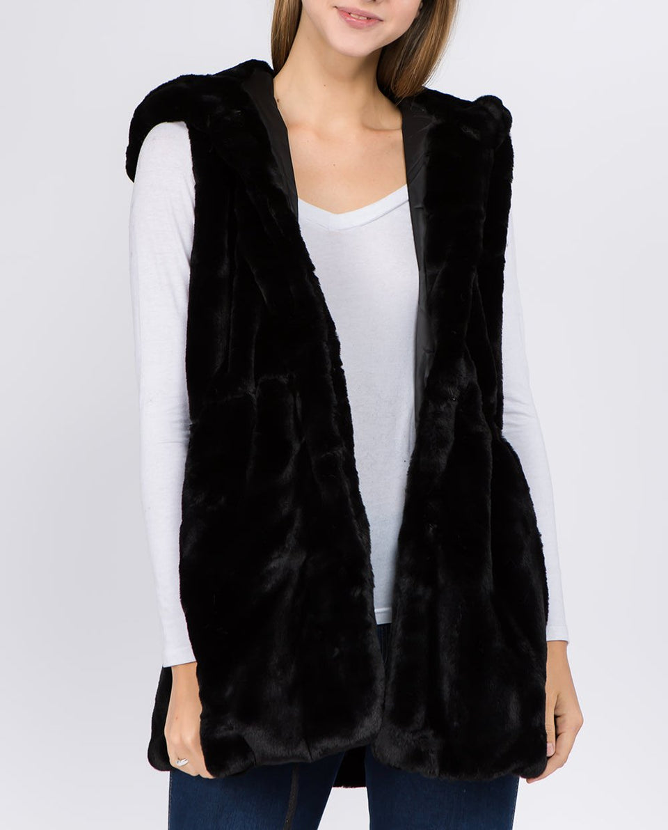 Black Faux Fur Vest
