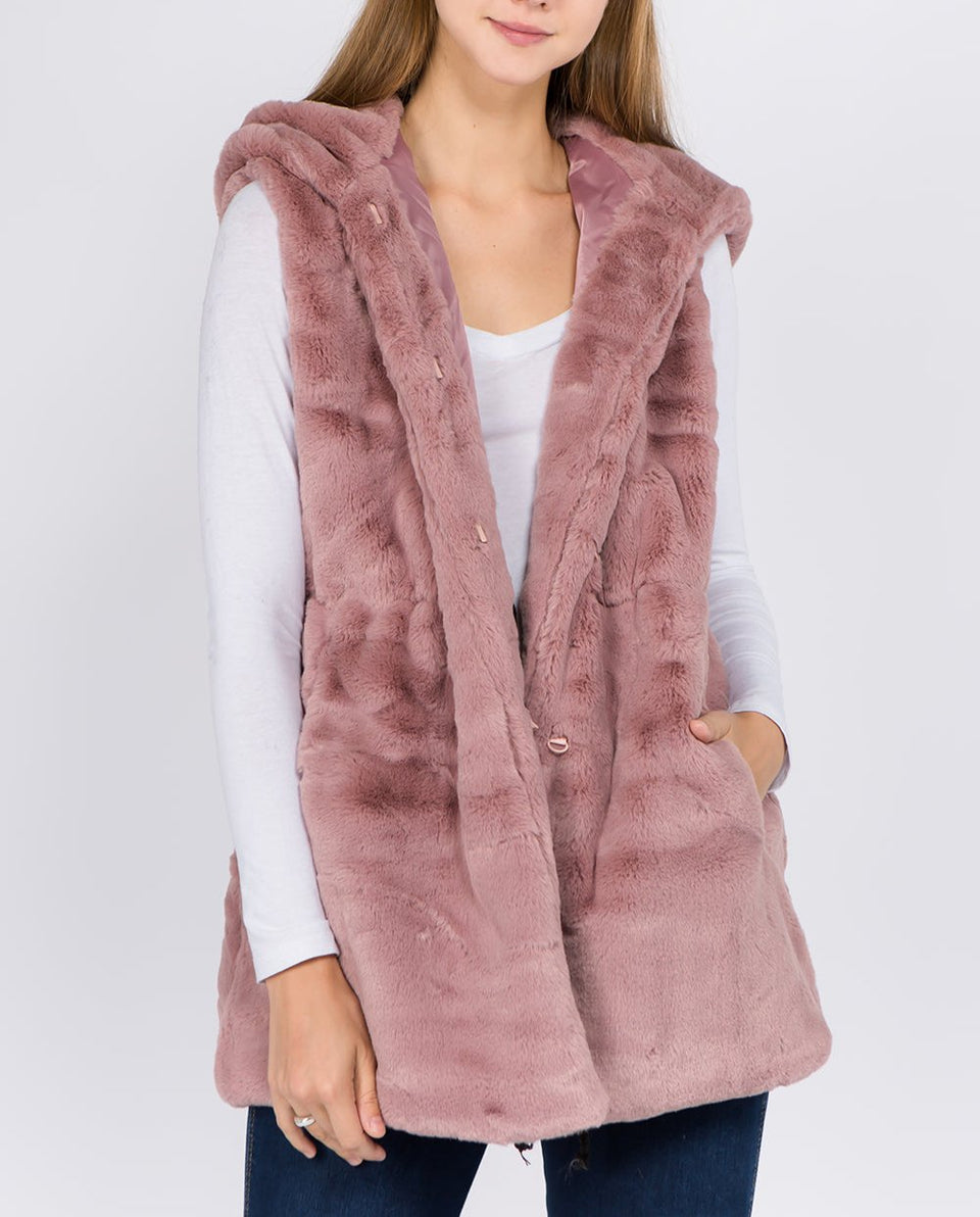 Soft Pink Faux Fur Vest