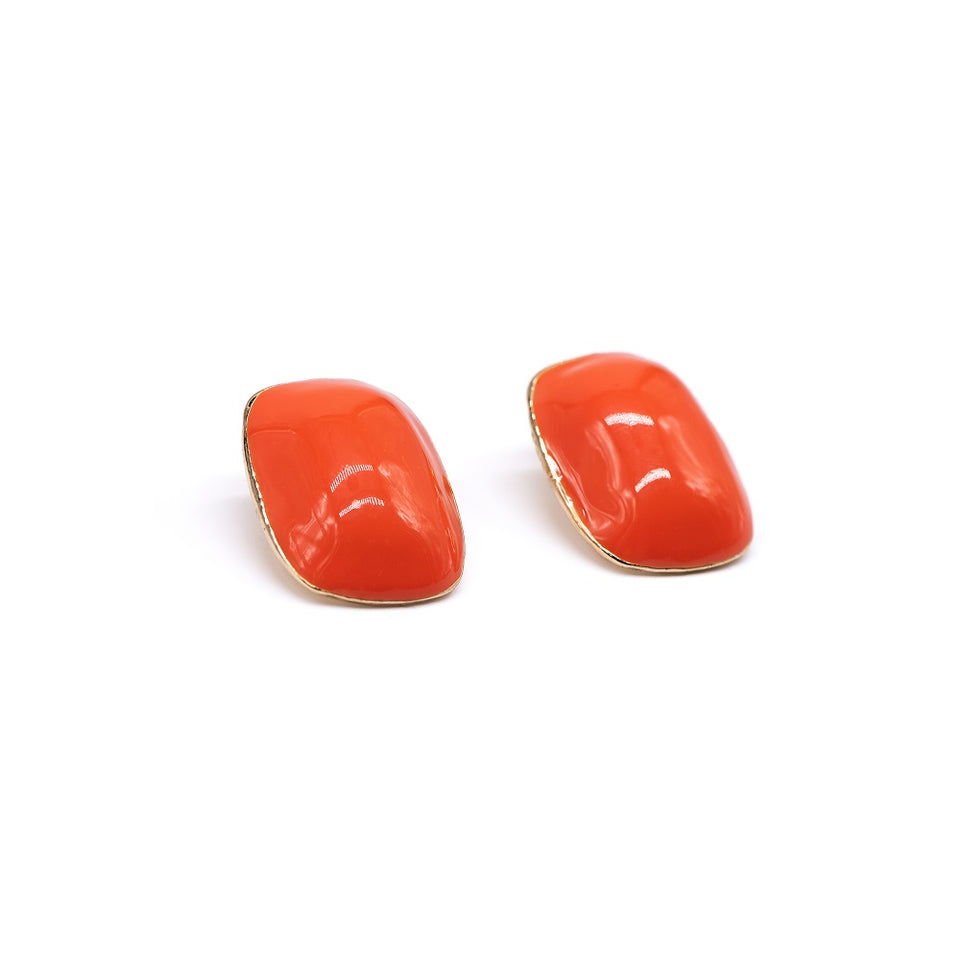 Orange Enamel Earring