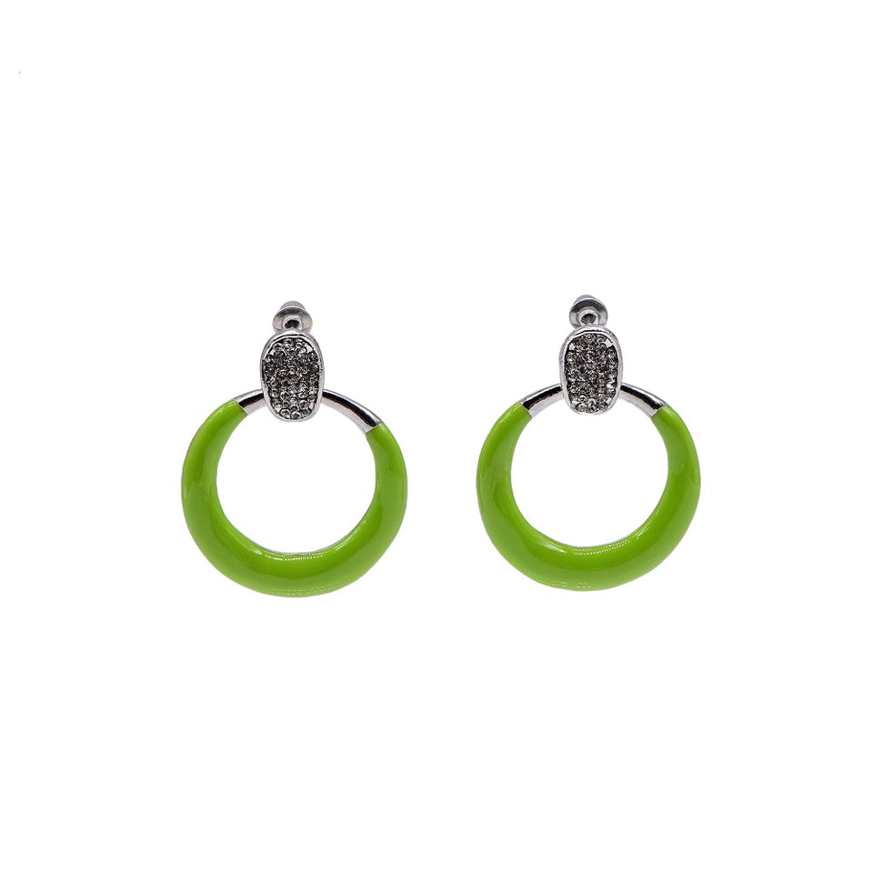 Round Crystal Enamel Earring