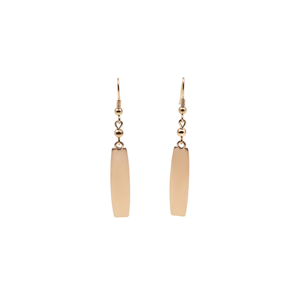 Rectangular Matte Gold-Plated Earring
