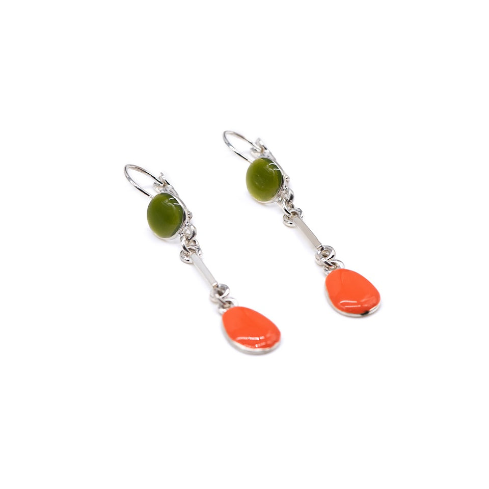 Two-Piece Handmade Enamel Earrings